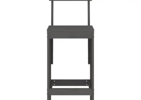 Taburete de bar, 2 buc., gri, 40x48,5x115,5 cm, lemn masiv pin - 4/5