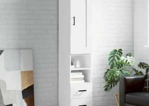 Dulap înalt, alb, 34,5x34x180 cm, lemn prelucrat - 1/5