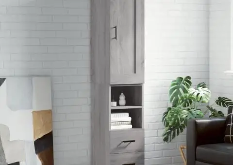 Dulap înalt, gri sonoma, 34,5x34x180 cm, lemn prelucrat - 1/5