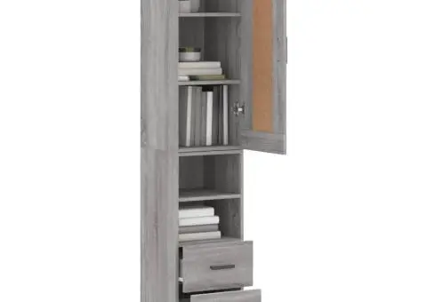 Dulap înalt, gri sonoma, 34,5x34x180 cm, lemn prelucrat - 3/5
