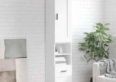 Dulap înalt, alb, 34,5x34x180 cm, lemn prelucrat - 1/5