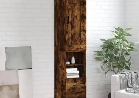 Dulap înalt, stejar fumuriu, 34,5x34x180 cm, lemn prelucrat - 1/5