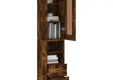 Dulap înalt, stejar fumuriu, 34,5x34x180 cm, lemn prelucrat - 3/5