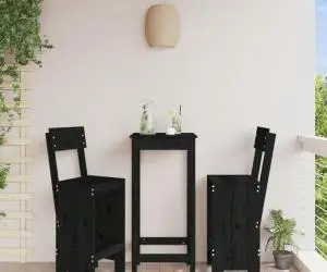 Taburete de bar, 2 buc., negru, 40x48,5x115,5 cm lemn masiv pin