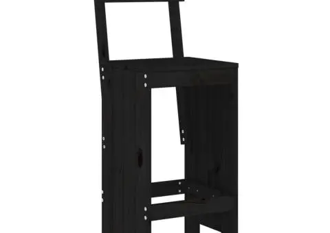 Taburete de bar, 2 buc., negru, 40x48,5x115,5 cm lemn masiv pin - 3/5