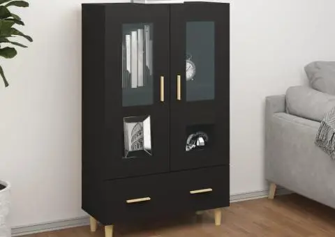 Dulap înalt, negru, 70x31x115 cm, lemn compozit - 1/5