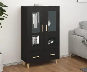 Dulap înalt, negru, 70x31x115 cm, lemn compozit