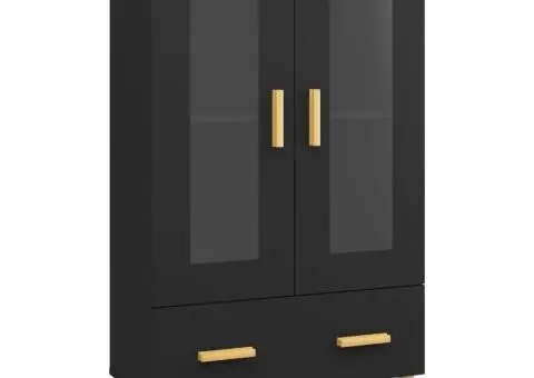 Dulap înalt, negru, 70x31x115 cm, lemn compozit - 2/5