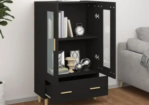 Dulap înalt, negru, 70x31x115 cm, lemn compozit - 3/5