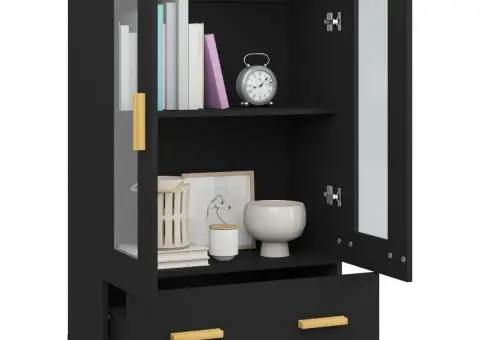 Dulap înalt, negru, 70x31x115 cm, lemn compozit - 4/5