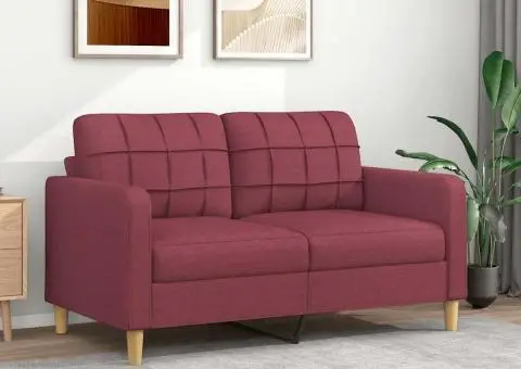 Canapea cu 2 locuri, roșu vin, 140 cm, material textil - 1/5