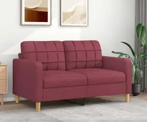 Canapea cu 2 locuri, roșu vin, 140 cm, material textil