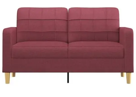 Canapea cu 2 locuri, roșu vin, 140 cm, material textil - 3/5