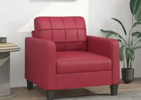 Canapea de o persoană, roșu vin, 60 cm, piele ecologică - 1/5