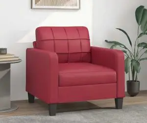 Canapea de o persoană, roșu vin, 60 cm, piele ecologică