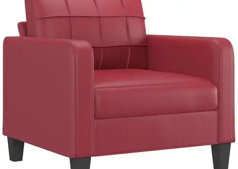 Canapea de o persoană, roșu vin, 60 cm, piele ecologică - 2/5