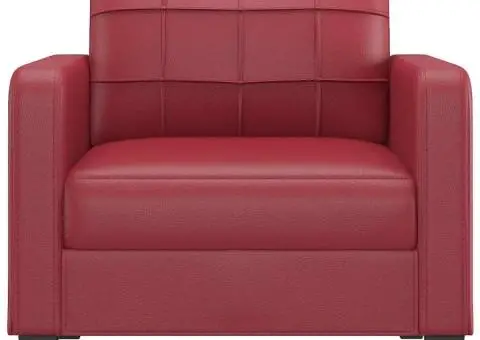 Canapea de o persoană, roșu vin, 60 cm, piele ecologică - 3/5