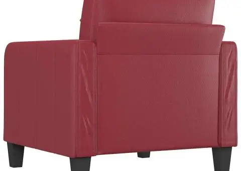 Canapea de o persoană, roșu vin, 60 cm, piele ecologică - 5/5