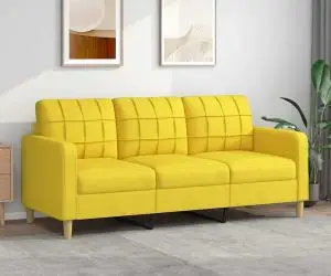 Canapea cu 3 locuri, galben deschis, 180 cm, material textil