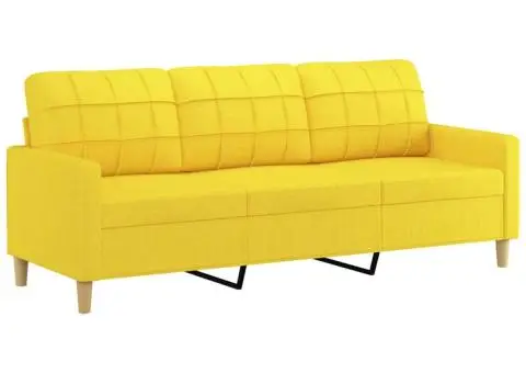 Canapea cu 3 locuri, galben deschis, 180 cm, material textil - 2/5