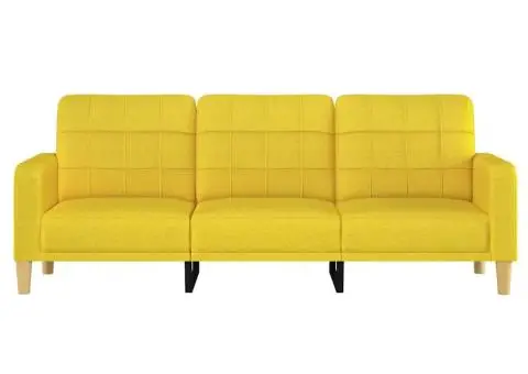 Canapea cu 3 locuri, galben deschis, 180 cm, material textil - 3/5