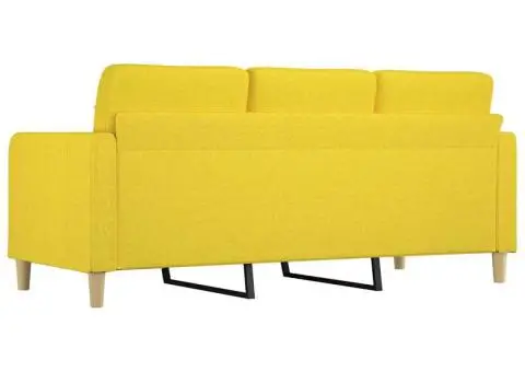 Canapea cu 3 locuri, galben deschis, 180 cm, material textil - 5/5