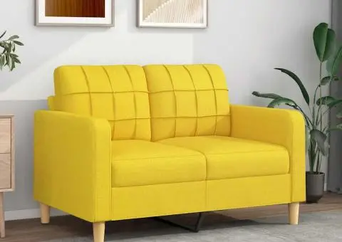 Canapea cu 2 locuri, galben deschis, 120 cm, material textil - 1/5