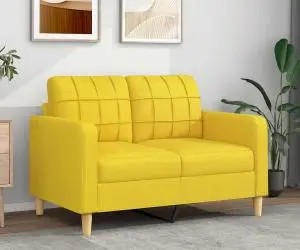 vidaXL Canapea cu 2 locuri, galben deschis, 120 cm, material textil