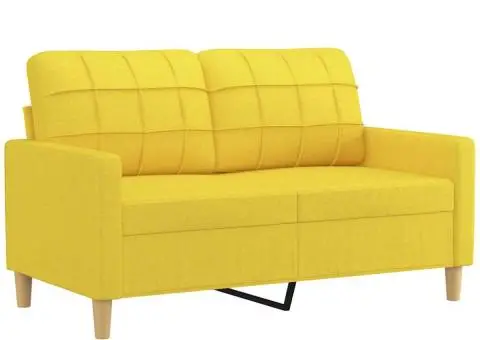 Canapea cu 2 locuri, galben deschis, 120 cm, material textil - 2/5