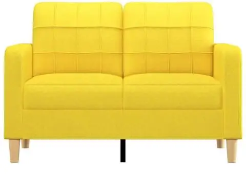 Canapea cu 2 locuri, galben deschis, 120 cm, material textil - 3/5