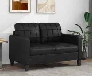 vidaXL Canapea cu 2 locuri, negru, 120 cm, piele ecologică