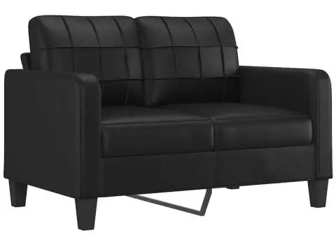Canapea cu 2 locuri, negru, 120 cm, piele ecologică - 2/5