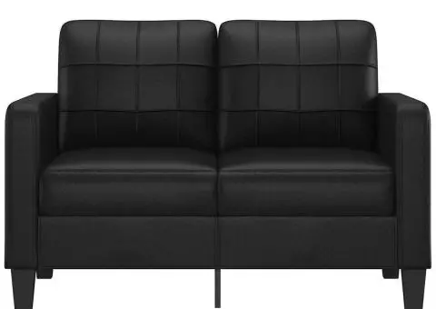 Canapea cu 2 locuri, negru, 120 cm, piele ecologică - 3/5