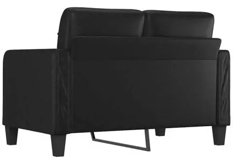 Canapea cu 2 locuri, negru, 120 cm, piele ecologică - 5/5