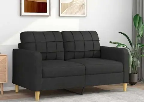 Canapea cu 2 locuri, negru, 140 cm, material textil - 1/5