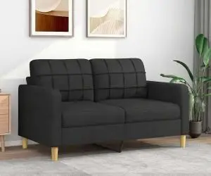 vidaXL Canapea cu 2 locuri, negru, 140 cm, material textil