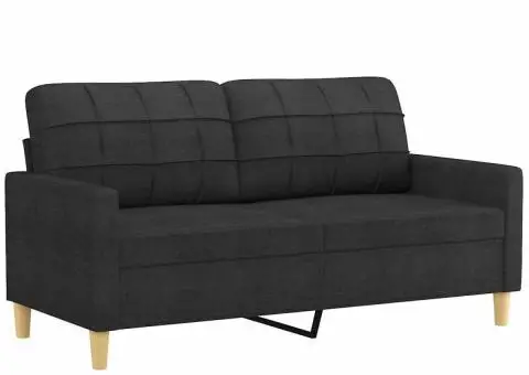 Canapea cu 2 locuri, negru, 140 cm, material textil - 2/5