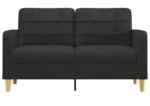 Canapea cu 2 locuri, negru, 140 cm, material textil - 3/5
