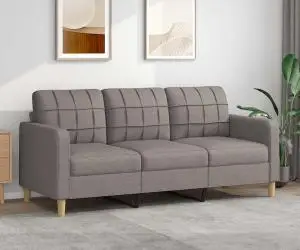 vidaXL Canapea cu 3 locuri, taupe, 180 cm, material textil