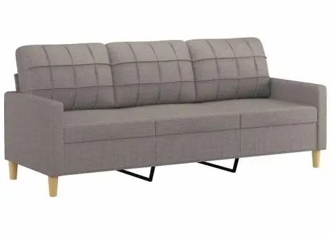 Canapea cu 3 locuri, taupe, 180 cm, material textil - 2/5