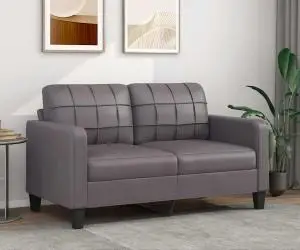 vidaXL Canapea cu 2 locuri, gri, 140 cm, piele ecologică
