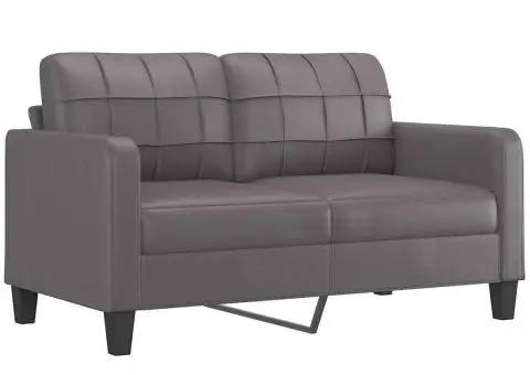 Canapea cu 2 locuri, gri, 140 cm, piele ecologică - 2/5