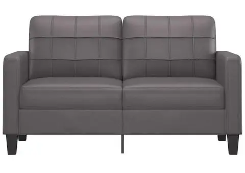 Canapea cu 2 locuri, gri, 140 cm, piele ecologică - 3/5