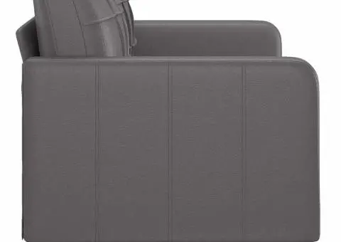 Canapea cu 2 locuri, gri, 140 cm, piele ecologică - 4/5