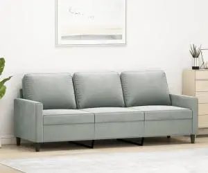 vidaXL Canapea cu 3 locuri, gri deschis, material 180CM catifea