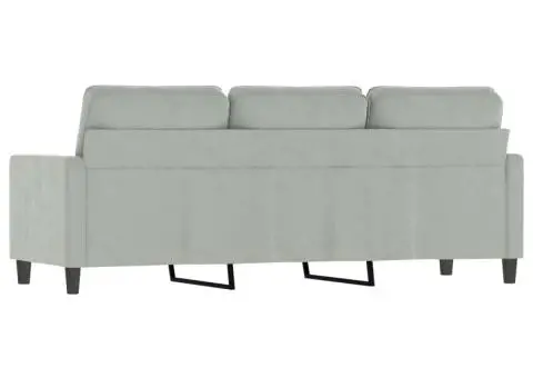Canapea cu 3 locuri, gri deschis, material 180CM catifea - 5/5