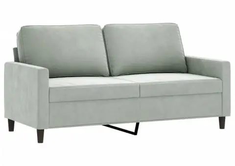 Canapea cu 2 locuri, gri deschis, 140 cm, catifea - 2/5