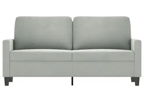 Canapea cu 2 locuri, gri deschis, 140 cm, catifea - 3/5