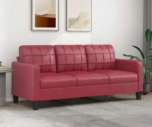 vidaXL Canapea cu 3 locuri, roșu vin, 180 cm, piele ecologică
