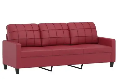 Canapea cu 3 locuri, roșu vin, 180 cm, piele ecologică - 2/5